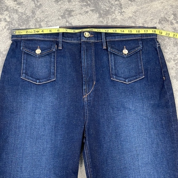 New Joes Jeans 70s Patch Pocket High Rise Bootcut Dark Blue Denim Sz 34 - Picture 10 of 15